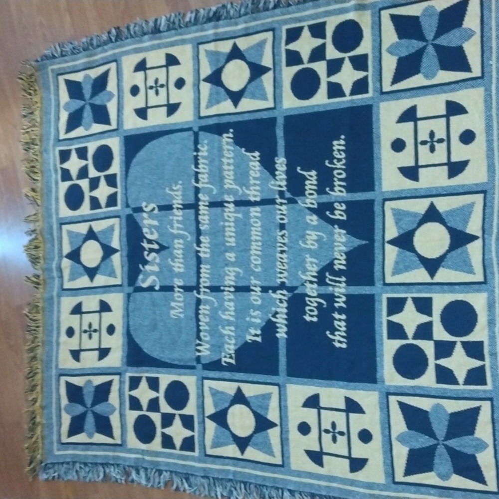 Blue and yellow Sisters woven Blanket New